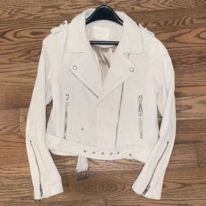BLANK NYC CREAM SUEDE LEATHER JACKET